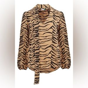 Rixo London Miss Blouse in Camel Tiger, XXS, NWT